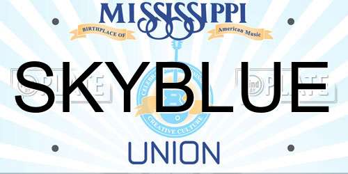 SKYBLUE Mississippi License Plate