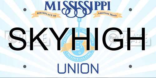 SKYHIGH Mississippi License Plate