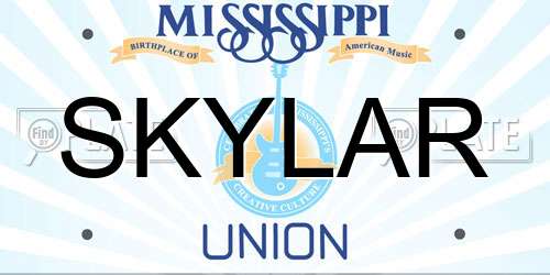 SKYLAR Mississippi License Plate
