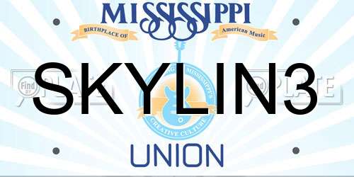 SKYLIN3 Mississippi License Plate