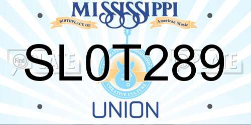 SL0T289 Mississippi License Plate