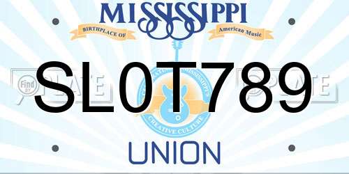 SL0T789 Mississippi License Plate