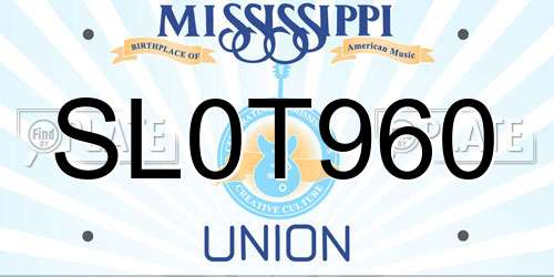 SL0T960 Mississippi License Plate