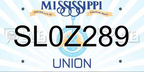 SL0Z289 Mississippi License Plate