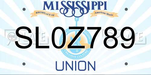 SL0Z789 Mississippi License Plate