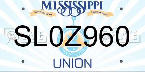 SL0Z960 Mississippi License Plate