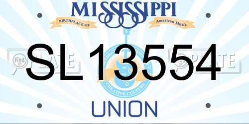 SL13554 Mississippi License Plate
