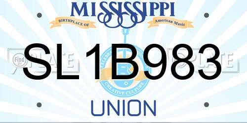 SL1B983 Mississippi License Plate
