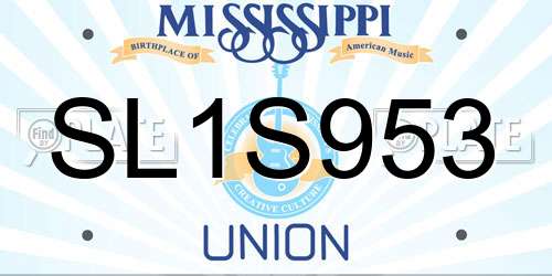 SL1S953 Mississippi License Plate