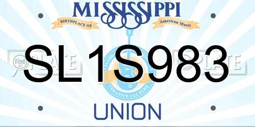 SL1S983 Mississippi License Plate