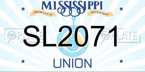 SL2071 Mississippi License Plate