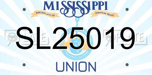 SL25019 Mississippi License Plate