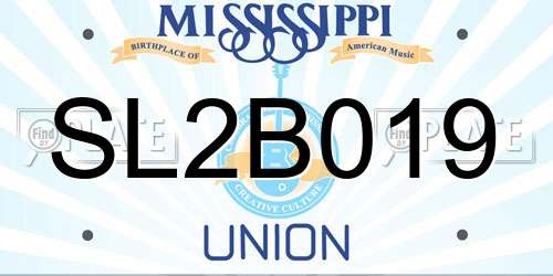 SL2B019 Mississippi License Plate