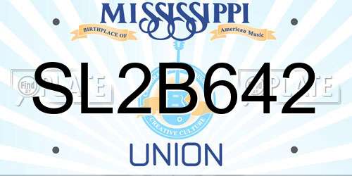 SL2B642 Mississippi License Plate