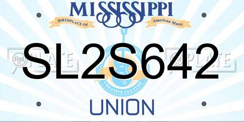 SL2S642 Mississippi License Plate