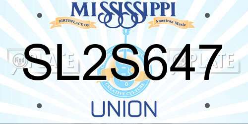 SL2S647 Mississippi License Plate