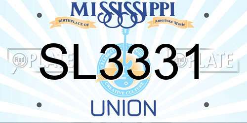 SL3331 Mississippi License Plate