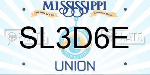 SL3D6E Mississippi License Plate