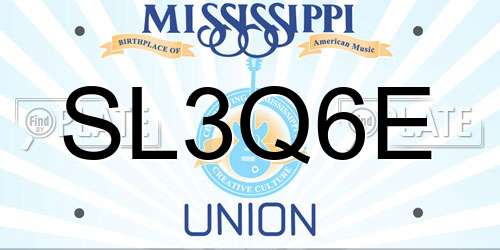 SL3Q6E Mississippi License Plate