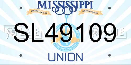 SL49109 Mississippi License Plate
