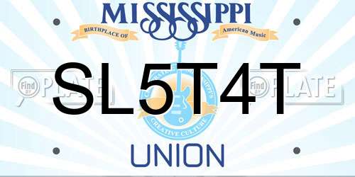 SL5T4T Mississippi License Plate