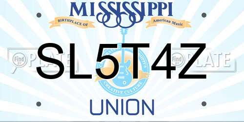 SL5T4Z Mississippi License Plate