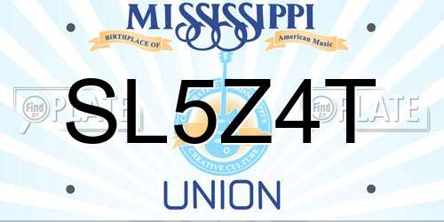 SL5Z4T Mississippi License Plate