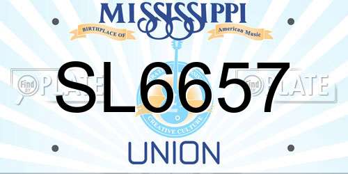 SL6657 Mississippi License Plate
