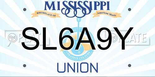 SL6A9Y Mississippi License Plate