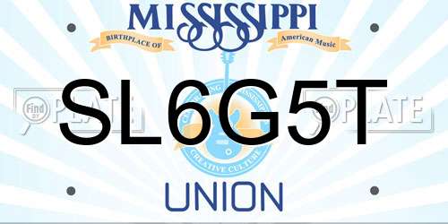 SL6G5T Mississippi License Plate