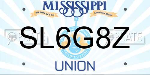 SL6G8Z Mississippi License Plate