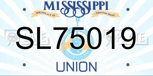 SL75019 Mississippi License Plate