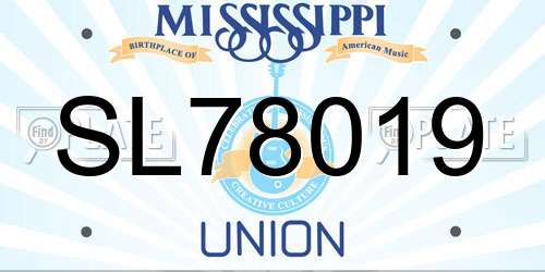 SL78019 Mississippi License Plate