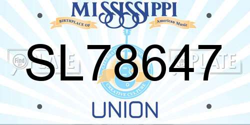 SL78647 Mississippi License Plate