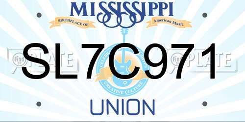 SL7C971 Mississippi License Plate