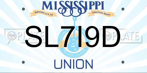SL7I9D Mississippi License Plate