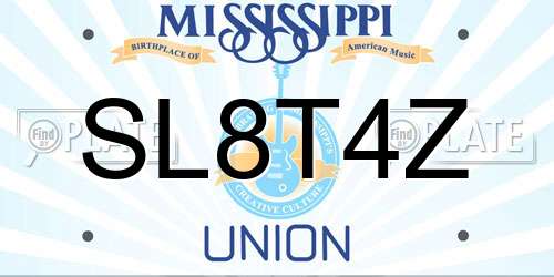 SL8T4Z Mississippi License Plate