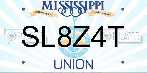 SL8Z4T Mississippi License Plate