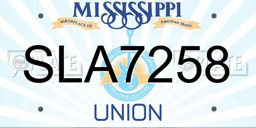 SLA7258 Mississippi License Plate