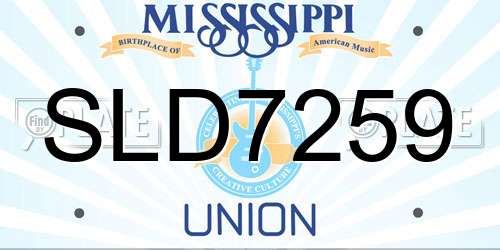 SLD7259 Mississippi License Plate