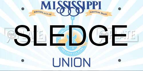 SLEDGE Mississippi License Plate