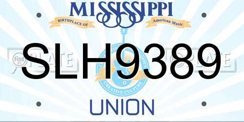SLH9389 Mississippi License Plate