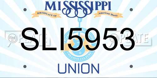 SLI5953 Mississippi License Plate