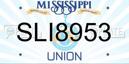 SLI8953 Mississippi License Plate