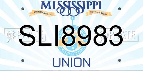 SLI8983 Mississippi License Plate