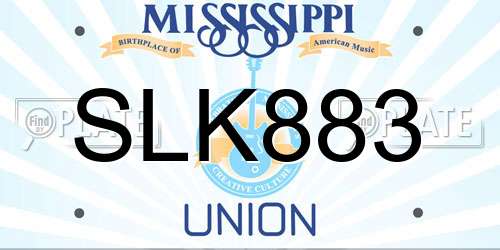 SLK883 Mississippi License Plate