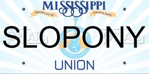 SLOPONY Mississippi License Plate