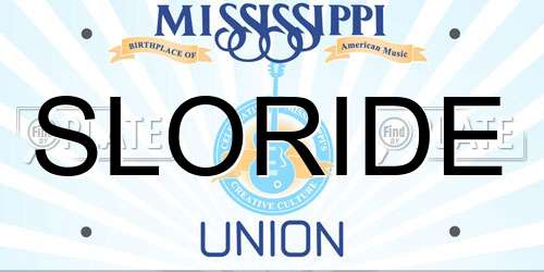 SLORIDE Mississippi License Plate