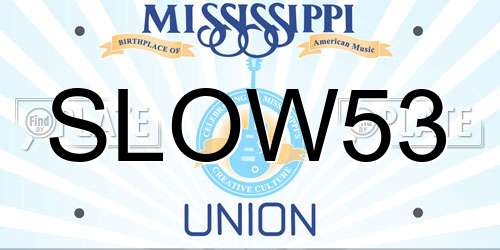 SLOW53 Mississippi License Plate