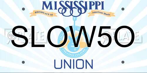 SLOW5O Mississippi License Plate